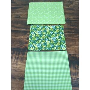 Lot of Fabric, shades of green, floral‎ and plaid, 11.2oz